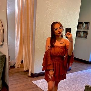 Brown strapless summer dress